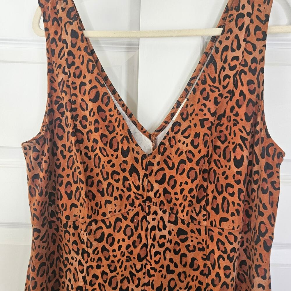 Ava & Viv Leopard Print Midi Dress - Plus Size 2XL - V-Neck A-Line with Slit - Picture 3 of 7